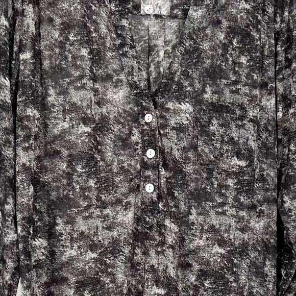 DNA Couture Sheer Jersey Tunic Top in Black/White Size 2X - Picture 3 of 10